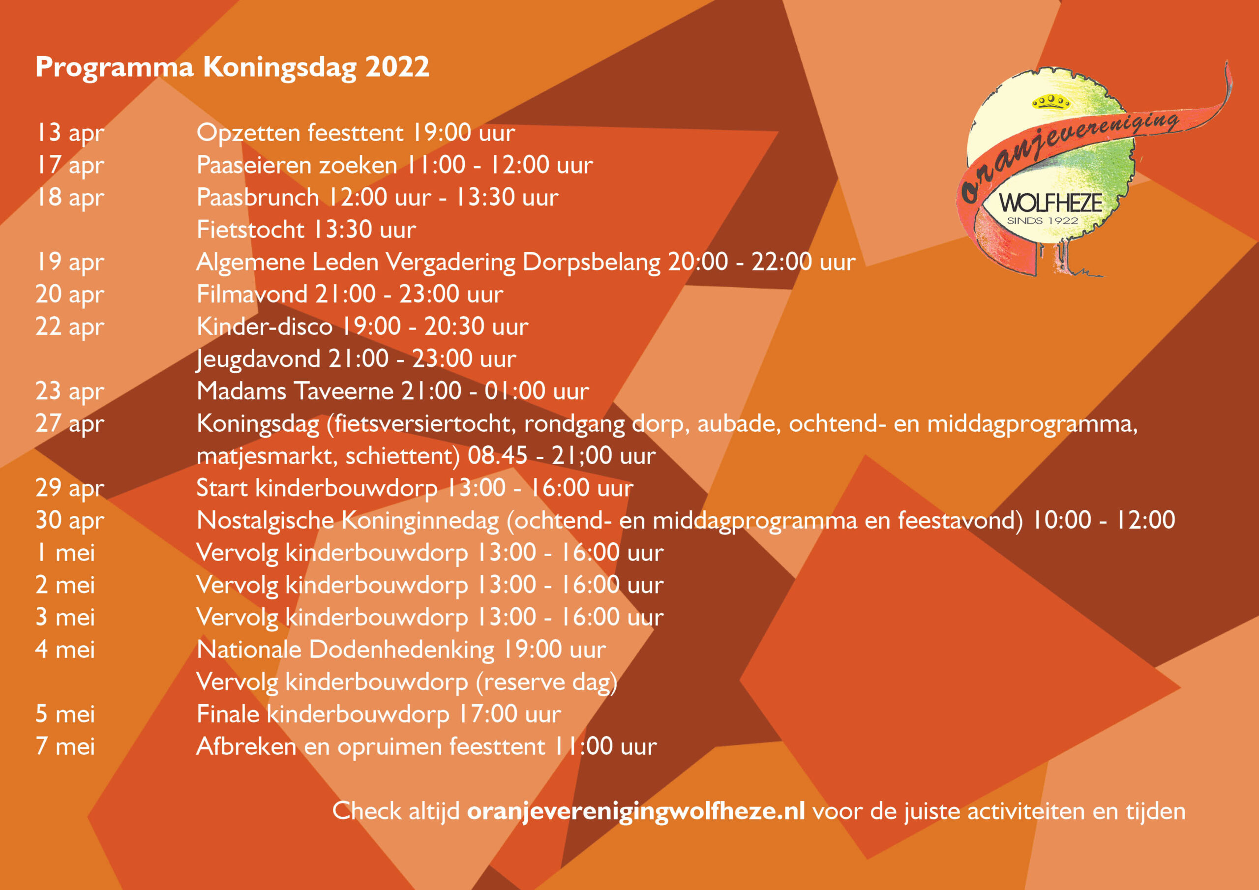 Programma 2022 Oranjevereniging Wolfheze