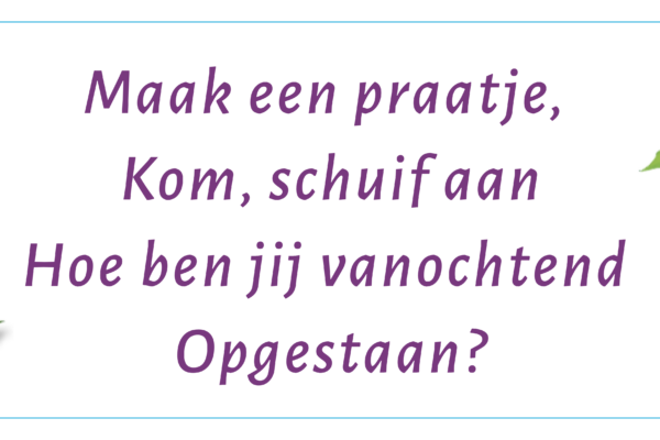 Kom schuif aan ontmoeting.